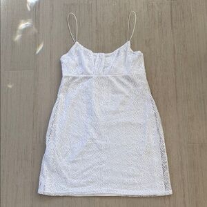 No Comment NWT XL White Lace Spaghetti Strap Mini Dress w/ lining